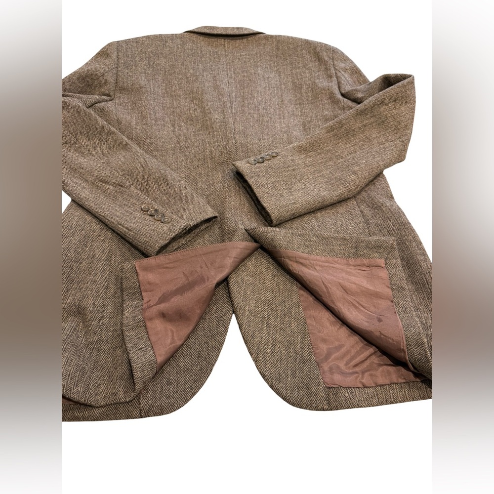 J.Crew Ludlow Wool Yorkshire Tweed Blazer Jacket Men Size 44L Brown Herringbone - Picture 8 of 10